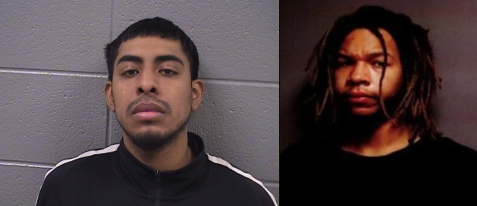 Andres Gutierrez, 23, and Brandon Shaw, 24, were arrested after police say a soldier in Iraq caught them burglarizing his Illinois home on his doorbell camera.