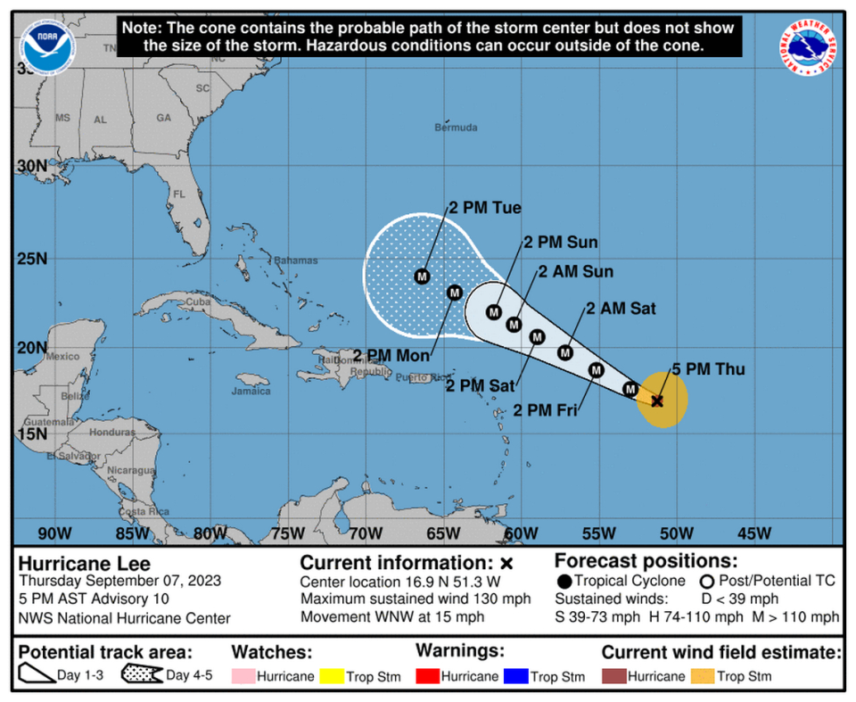 El huracán Lee es categoría 4 y se forma la tormenta tropical Margot.