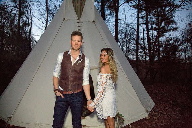 <p>Justin Mrusek</p> Brian and Brittney Kelley on their wedding day in 2013