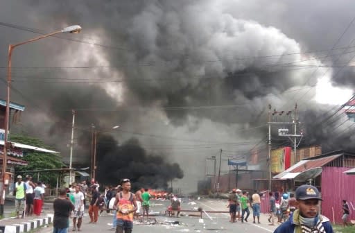 Protesters faced off with Indonesian police in Manokwari, Papua after the arrest of students calling for the region's independence