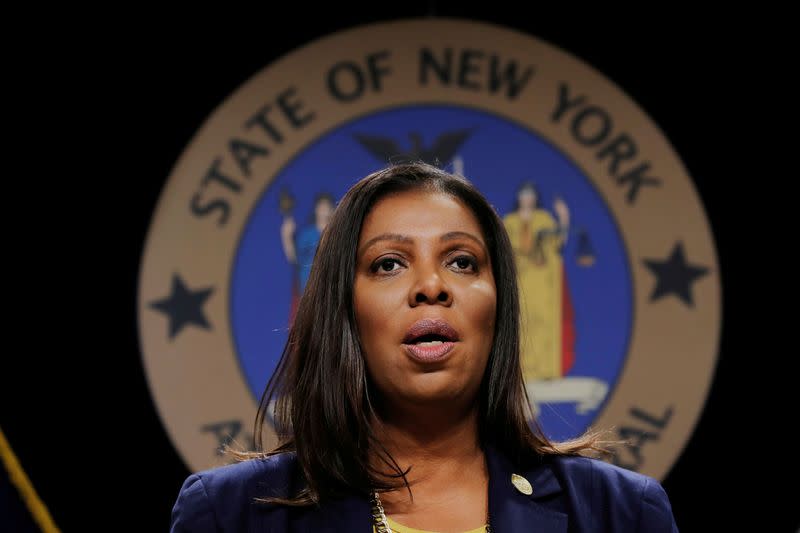FILE PHOTO: New York State Attorney General, Letitia James, announces a lawsuit by the state of New York against e-cigarette maker Juul Labs Inc in New York City