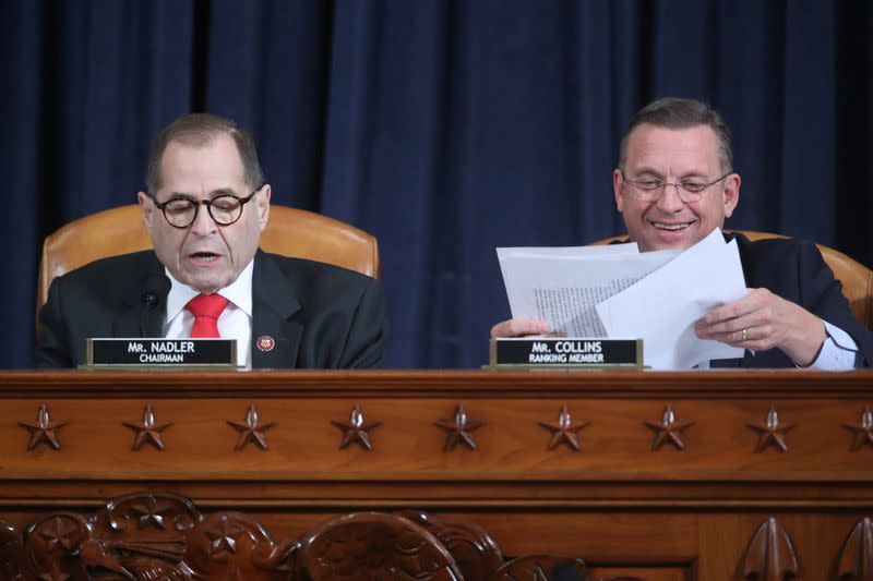 U.S. House Judiciary Committee Chairman Nadler and ranking member Collins give their closing remarks at a hearing to receive counsel presentations of evidence from the Trump impeachment inquiry on Capitol Hill in Washington