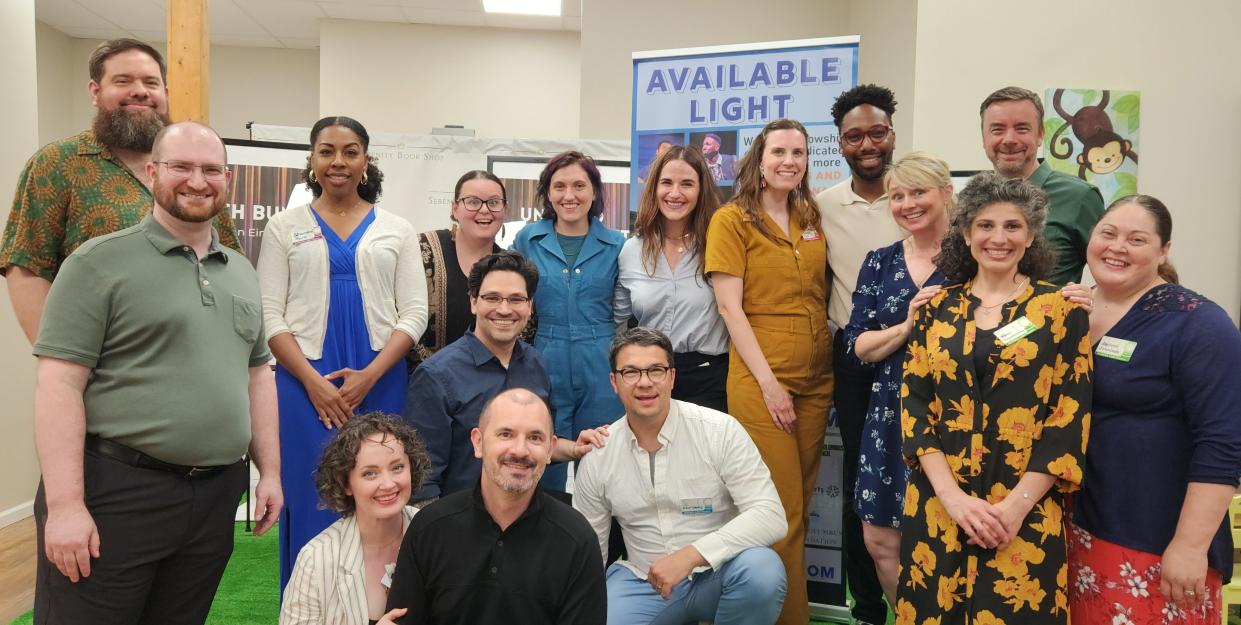 Available Light Theatre’s ensemble, back row left to right: Dave Wallingford, Shanelle Marie, Dakota Thorn, Rowan Winterwood, Elena Perantoni, Whitney Thomas Eads, David Glover and Ian Short; middle row left to right: Adam Humphrey, Jordan Fehr, Michelle Schroeder-Lowrey; and front row left to right: Acacia Duncan, Matt Slaybaugh, Drew Eberly, Eleni Papaleonardos and Jaylene Jennings.