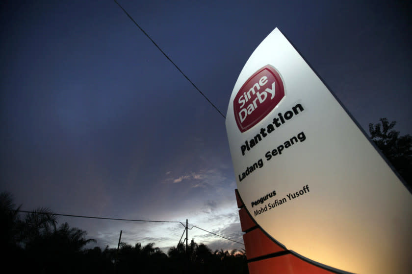 A Sime Darby logo is on display at the entrance to its plantation in Sepang outside Kuala Lumpur in this August 5, 2010 file photo. — Reuters pic