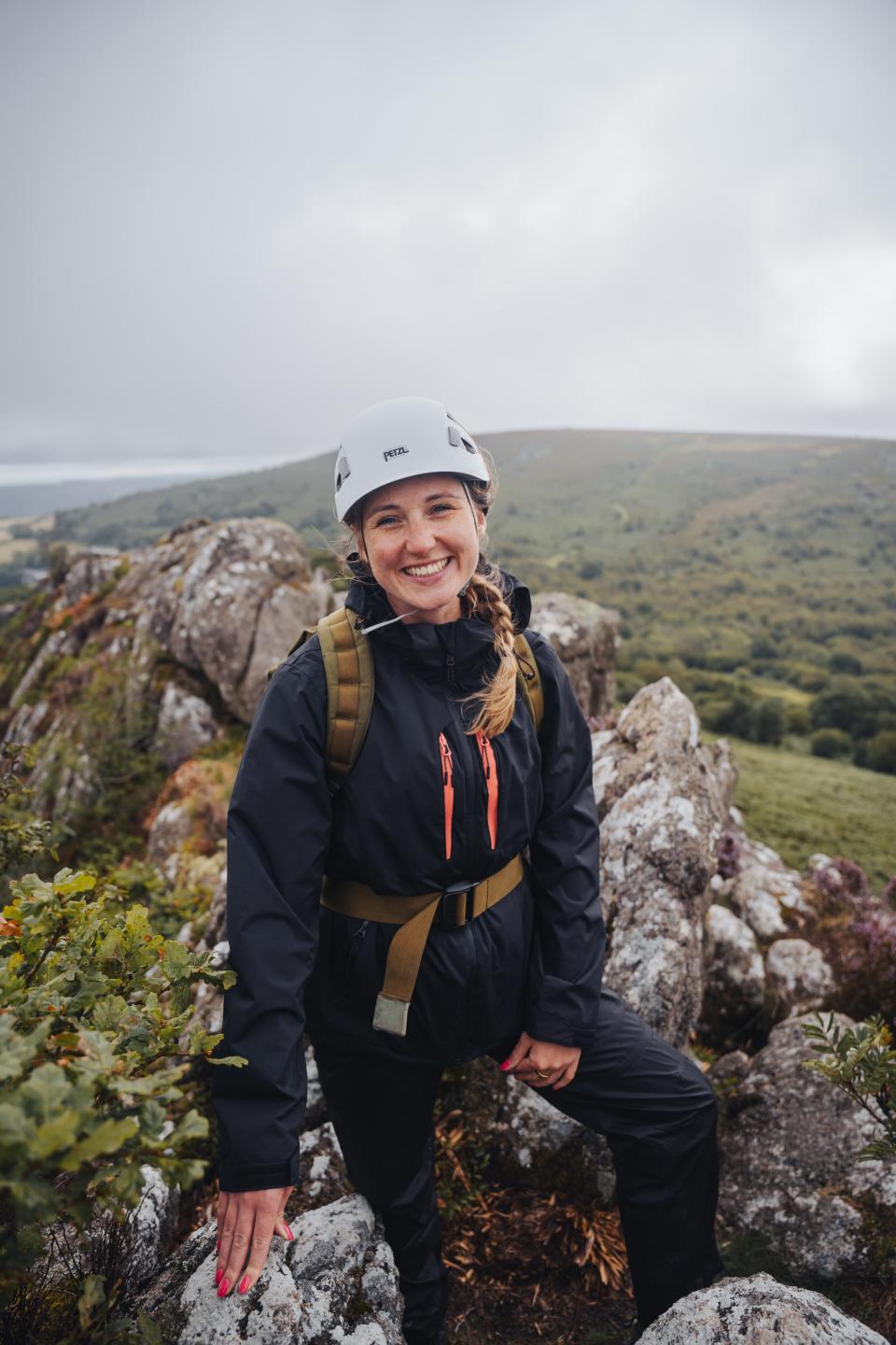 Rachel Hosie climbing on Dartmoor