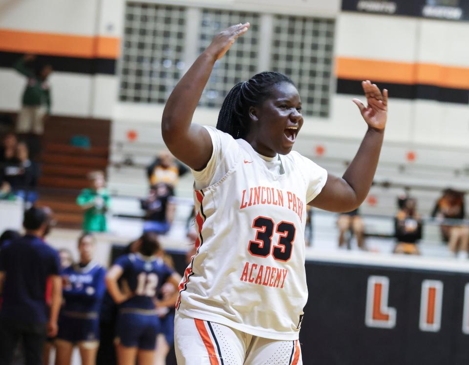 Lincoln Park Academy hosts Eau Gallie in a girls District 13-5A basketball final, Friday, Feb. 9, 2024, in Fort Pierce. Lincoln Park Academy won 70-34.
