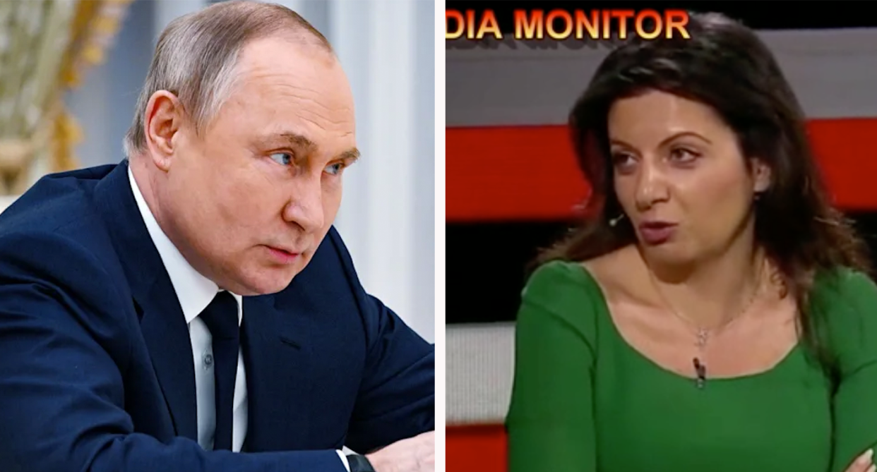 Editor of state broadcaster Russia Today Margarita Simonyan claimed Vladimir Putin would rather hit the nuclear button than lose the Ukraine war. (PA/RT)