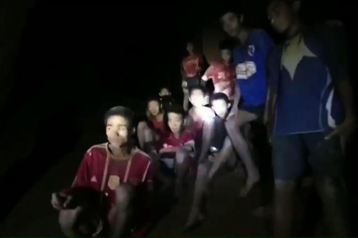 The boys inside the Tham Luang cave: AFP/Getty Images