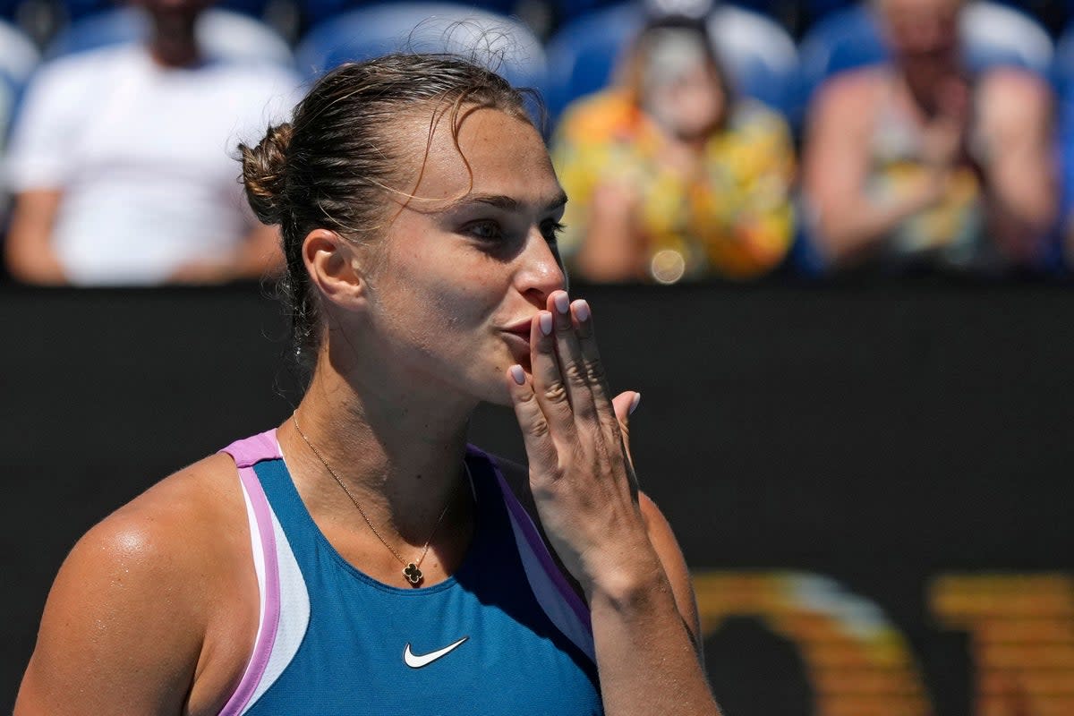 Aryna Sabalenka will take on surprise package Magda Linette in the semi-finals of the Australian Open (Aaron Favila/AP) (AP)