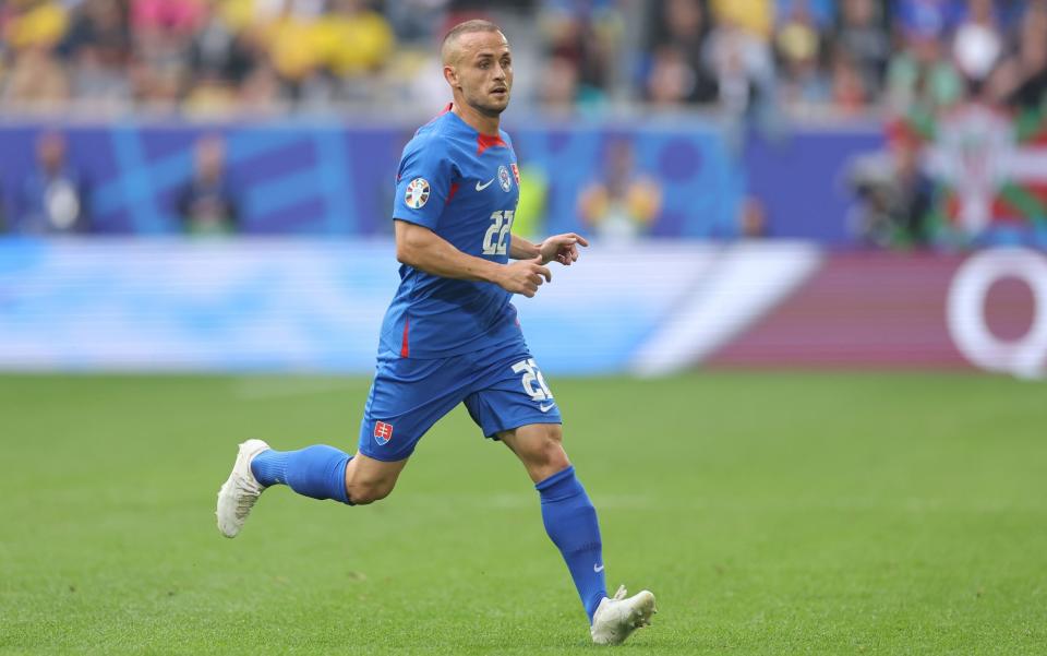 Stanislav Lobotka of Slovakia during the UEFA EURO 2024 group stage match between Slovakia and Ukraine at Dusseldorf Arena on June 21, 2024 in Dusseldorf, Germany