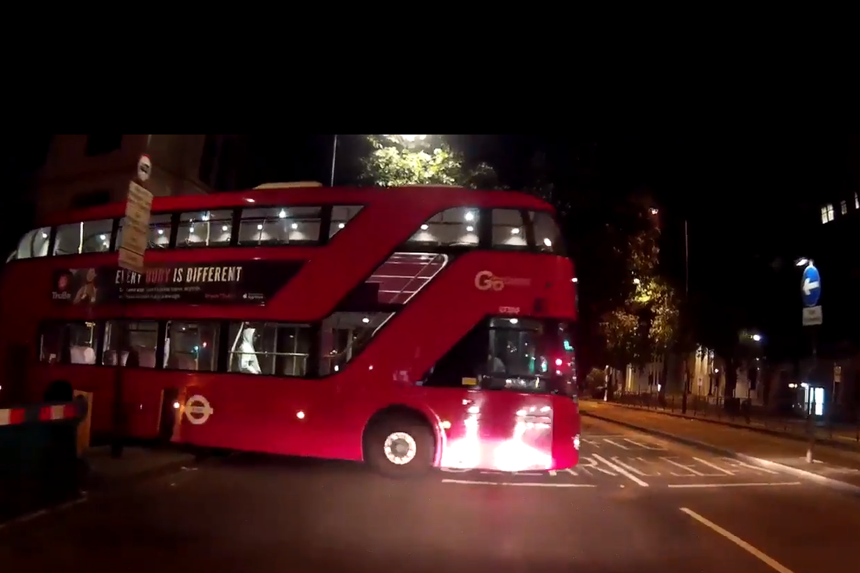 Runaway: The bus appeared to drift into the middle of the road with no one driving it