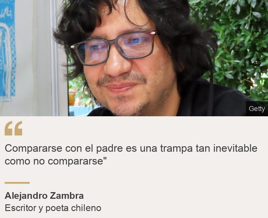 "Compararse con el padre es una trampa tan inevitable como no compararse"", Source: Alejandro Zambra, Source description: Escritor y poeta chileno, Image: 