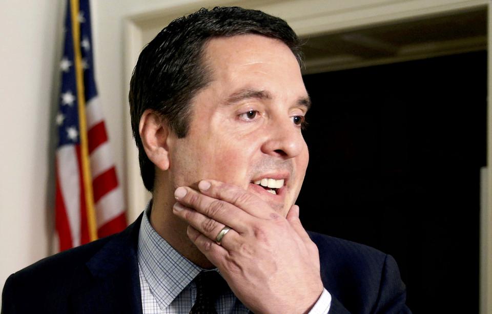 FILE PHOTO - Chairman of the House Intelligence Committee Devin Nunes (R-CA) speaks to reporters on Capitol Hill in Washington, U.S., March 29, 2017. REUTERS/Joshua Roberts/File Photo