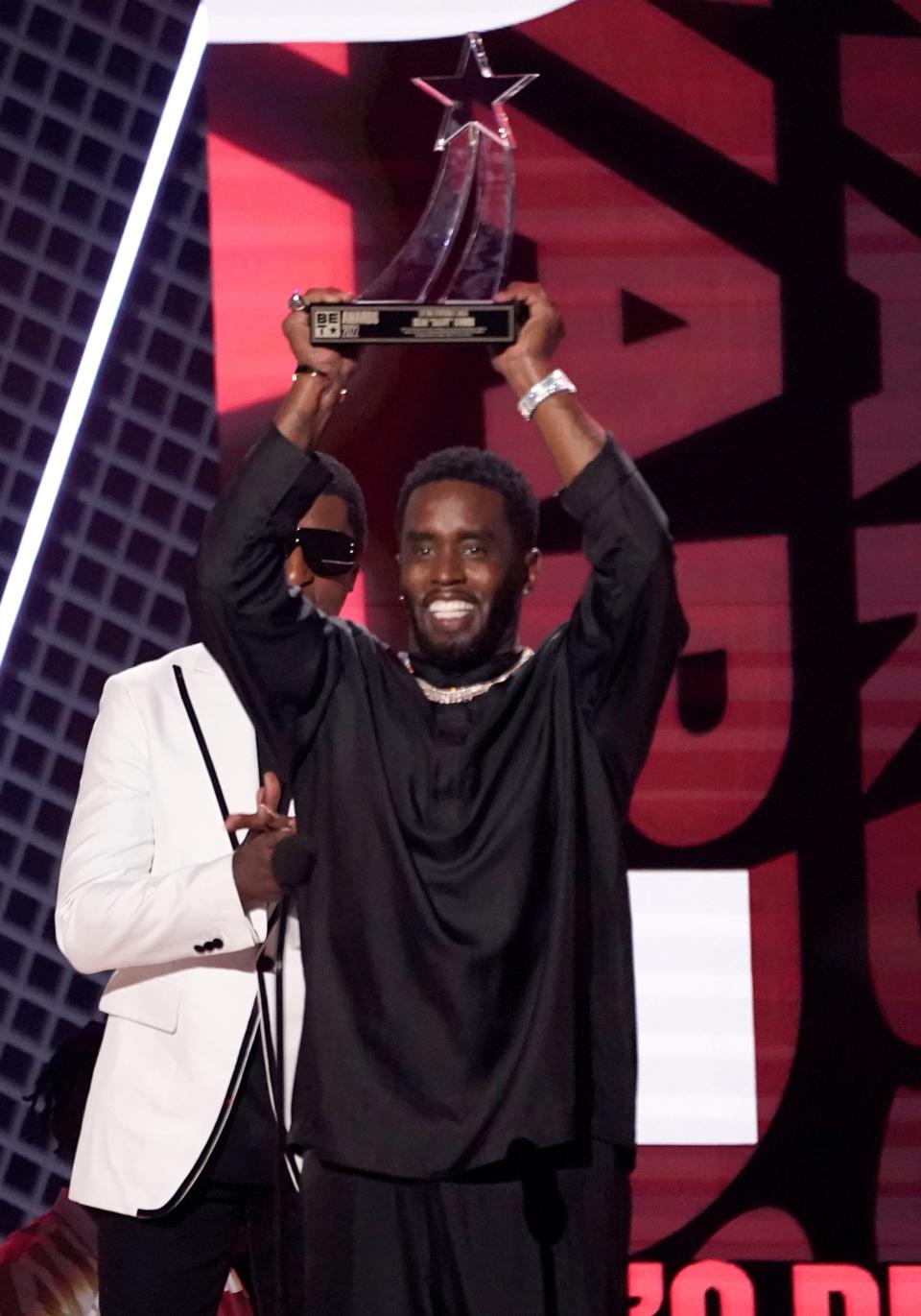 Sean "Diddy" Combs accepts the lifetime achievement award at the BET Awards on Sunday, June 26, 2022, at the Microsoft Theater in Los Angeles.