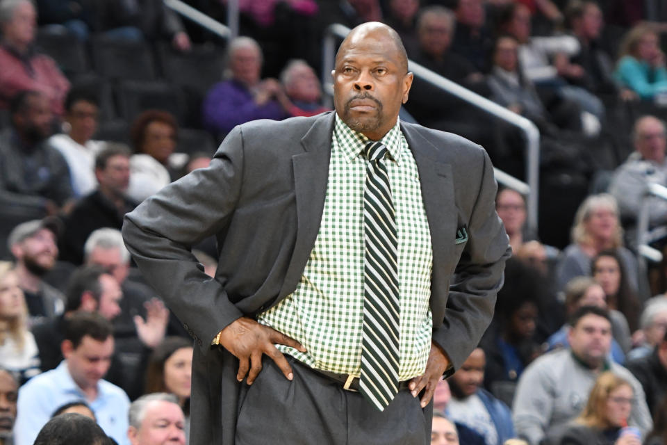 Georgetown coach Patrick Ewing announced on Monday night that Hoyas point guard James Akinjo and forward Josh LeBlanc are no longer with the program. (Mitchell Layton/Getty Images)