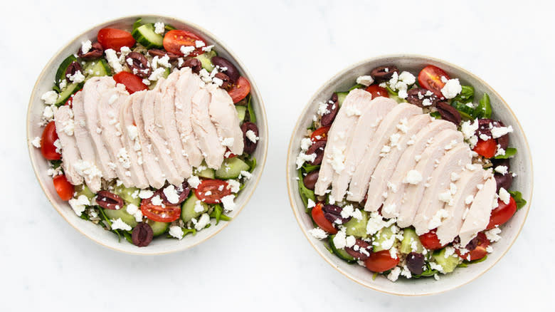 2 chicken mediterranean salad bowls