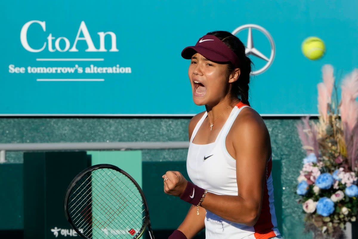 Emma Raducanu is through to the Korea Open semi-finals (Ahn Young-joon/AP) (AP)