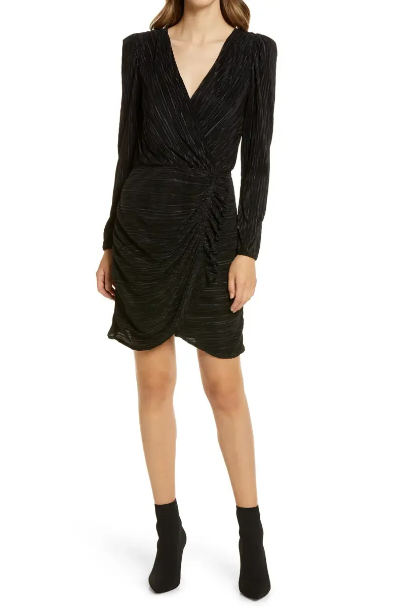 Halogen Plissé Long Sleeve Minidress. Image via Nordstrom.