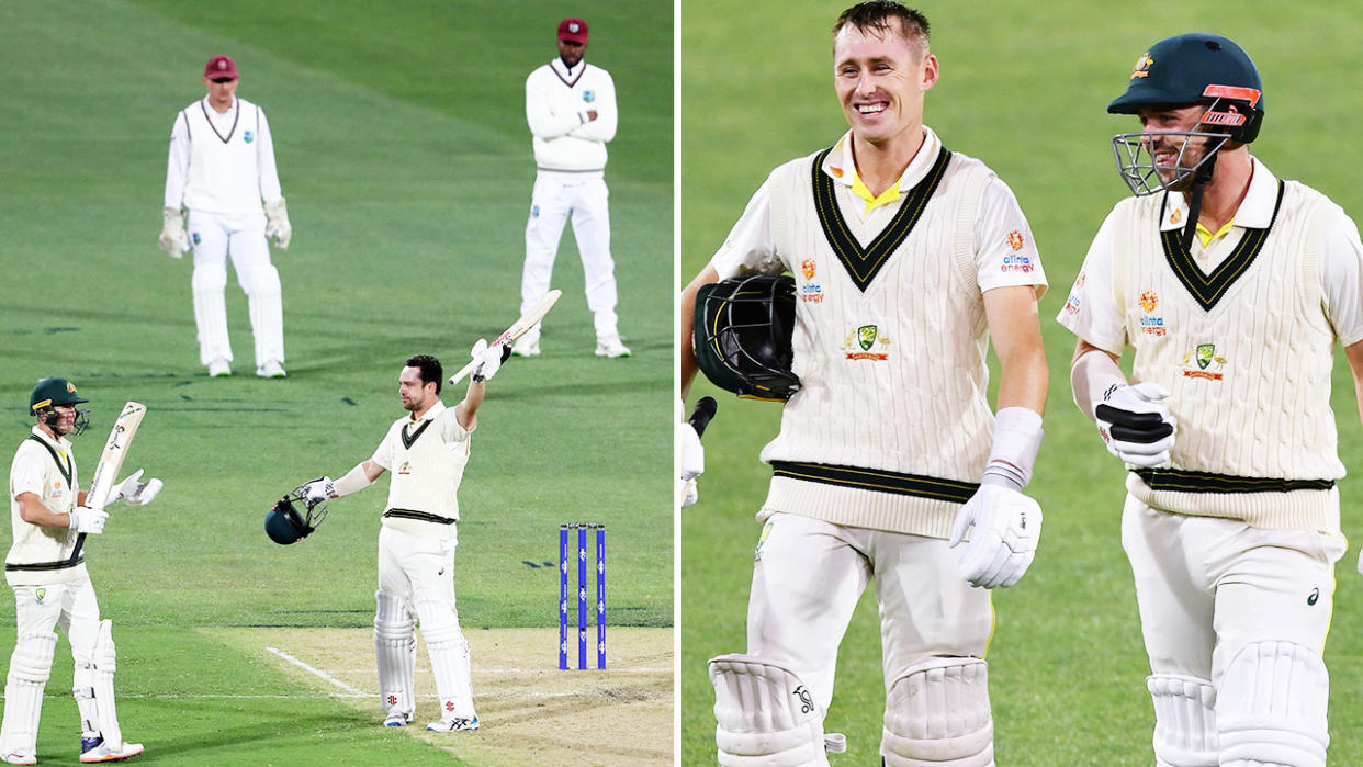 Marnus Labuschagne and Travis Head, pictured here on the first day of the second Test against the West Indies. 