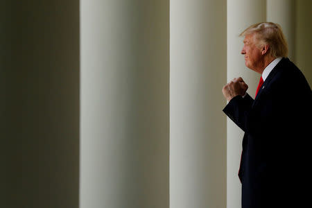 FILE PHOTO: U.S. President Donald Trump departs after delivering in the Rose Garden at the White House, U.S. July 26, 2017. REUTERS/Jonathan Ernst/File Photo