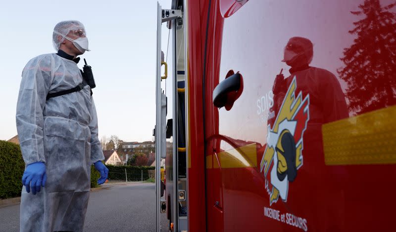 Rescue operation of people infected with coronavirus disease (COVID-19) in Strasbourg