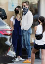 <p>Chris Pine and Annabelle Wallis head out for coffee in L.A. on Saturday. </p>