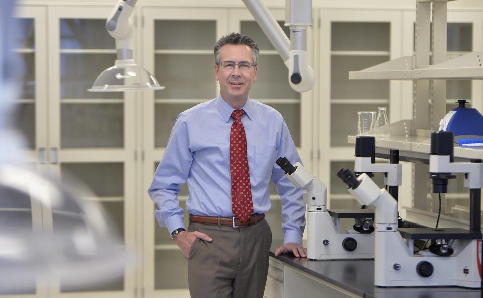 Penn State Behrend Chancellor Ralph Ford visits a second-floor  lab at the school’s new Advanced Manufacturing and Innovation Center on Feb. 16, 2021, in Harborcreek Township. 