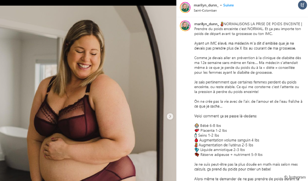 Marilyn Dunn dénonce les discriminations dont sont victimes les femmes grosses enceintes - Instagram