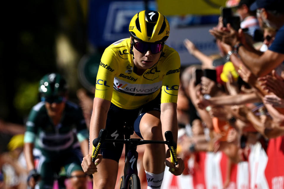 ALBI FRANCE  JULY 27 Lotte Kopecky of Belgium and Team SD Worx  Protime  Yellow Leader Jersey ccduring the 2nd Tour de France Femmes 2023 Stage 5 a 1261km stage from OnetleChteau to Albi 572m  UCIWWT  on July 27 2023 in Albi France Photo by Tim de WaeleGetty Images