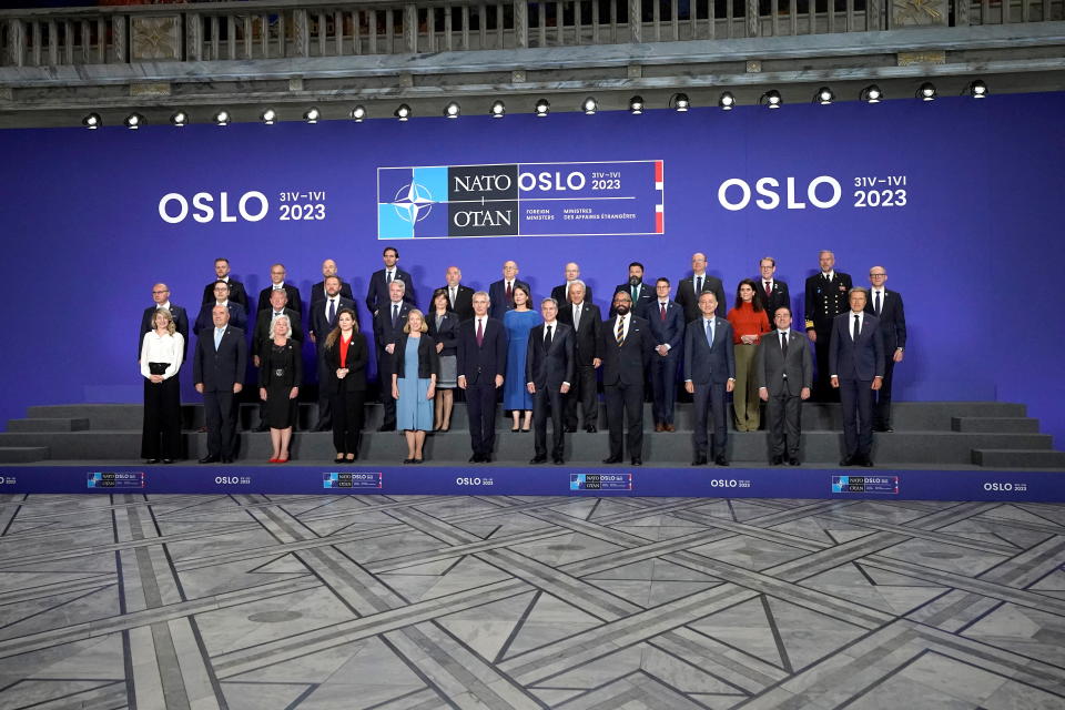 Foto de familia de la reunión de la OTAN en Oslo en 2023. (Lise Aserud/NTB/via REUTERS)