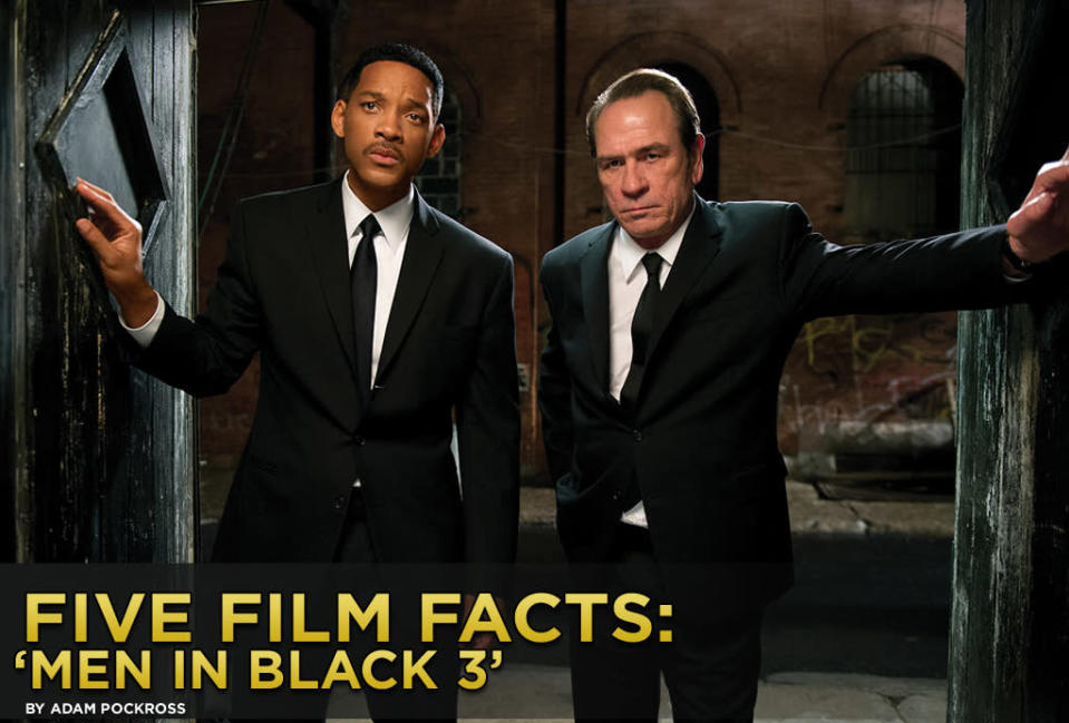 Ten years after the first sequel, Will Smith and Tommy Lee Jones get back to the business of busting alien bad guys when "<a href="http://movies.yahoo.com/2012-summer-movies/men-black-3-205329125.html" data-ylk="slk:Men in Black 3;elm:context_link;itc:0;sec:content-canvas;outcm:mb_qualified_link;_E:mb_qualified_link;ct:story;" class="link  yahoo-link">Men in Black 3</a>" opens wide this weekend. While there may be plenty of familiar territory covered, there are a number of changes to keep the action and comedy as fresh as ever. Not the least of which, for the first time, Agents J and K will come to life in dazzling 3D. The film also happens to be Smith's first in 3D, which has the actor more than a little <a href="http://www.bbc.co.uk/news/entertainment-arts-18142827" rel="nofollow noopener" target="_blank" data-ylk="slk:worried;elm:context_link;itc:0;sec:content-canvas" class="link ">worried</a> about how big his ears will look. We all know Smith will look just fine, but here are five fun facts about the film you might want to know.<br>