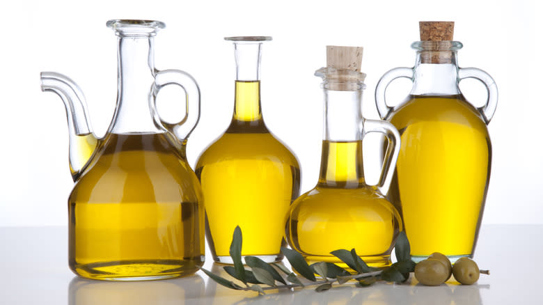 Bottles of artisanal olive oil