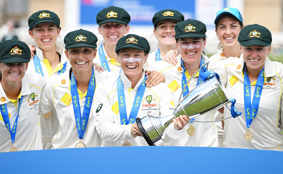 Alyssa Healy, pictured here after captaining Australia to victory in the women's Ashes Test.