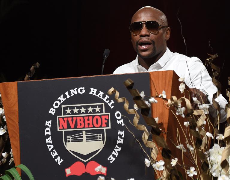 Boxer Floyd Mayweather Jr. pictured in Las Vegas where he was honoured as the Nevada Fighter of the Year, August 9, 2014
