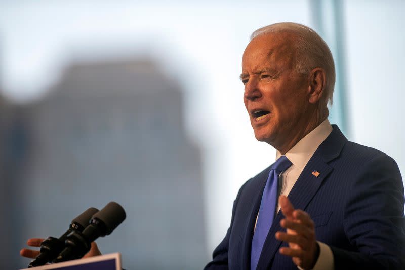 Democratic U.S. presidential nominee Biden delivers remarks in Philadelphia, Pennsylvania