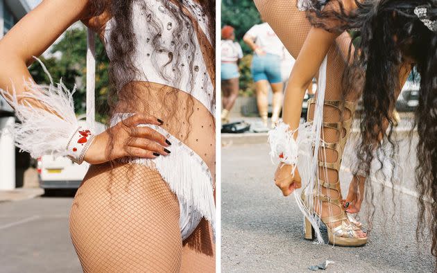 Amelia, this year's Rainha for the Paraiso School of Samba, during the school's final rehearsal before the Carnival parade. (Photo: Clara Watt for HuffPost)