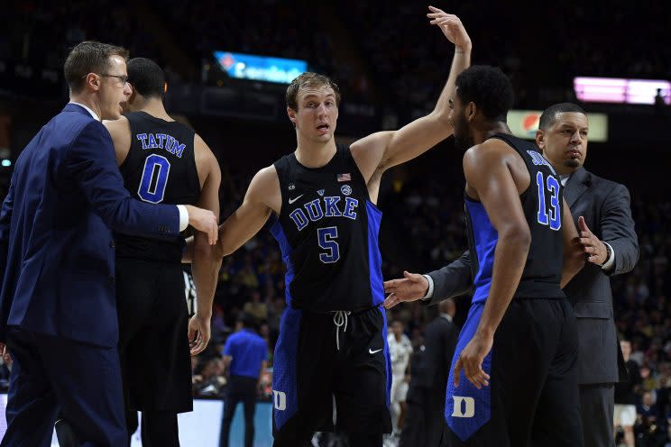 Luke Kennard (5) and Duke are rounding into form at the midway point of ACC play. (Getty)