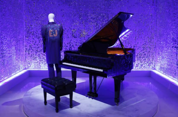 Sir Elton John's Conservatory grand piano is on display along with photographs, art, furniture, fashion and other collectables to be sold at auction as part of The Collection of Sir Elton John Goodbye Peachtree Road at Christie's in New York City. Photo by John Angelillo/UPI