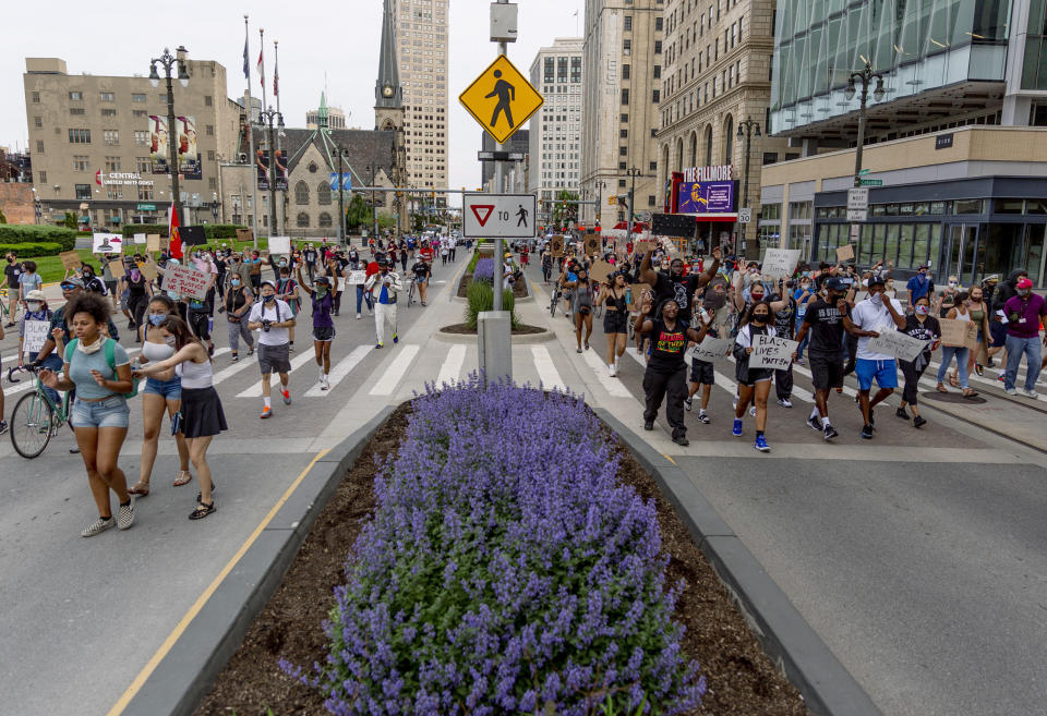 Protesters march in Detroit on June 4, 2020. (Sylvia Jarrus / for NBC News)
