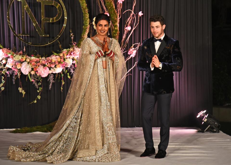 Nick Jonas and Priyanka Chopra at one of their wedding ceremonies (SplashNews.com)