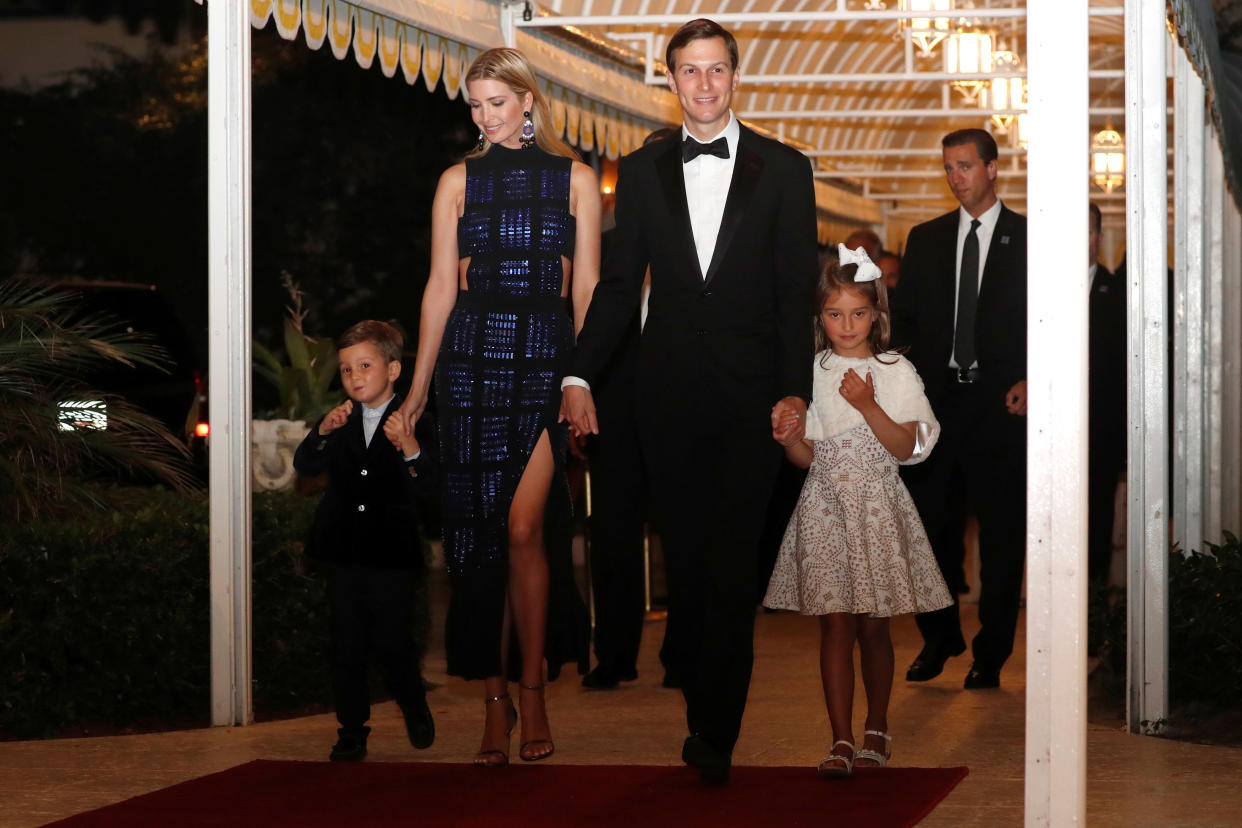 Trump and Kusher arrive with their children for a New Year's Eve party at U.S. President Donald Trump's Mar-a-Lago club in Palm Beach, Florida, December 31, 2017. (Photo: Jonathan Ernst / Reuters)