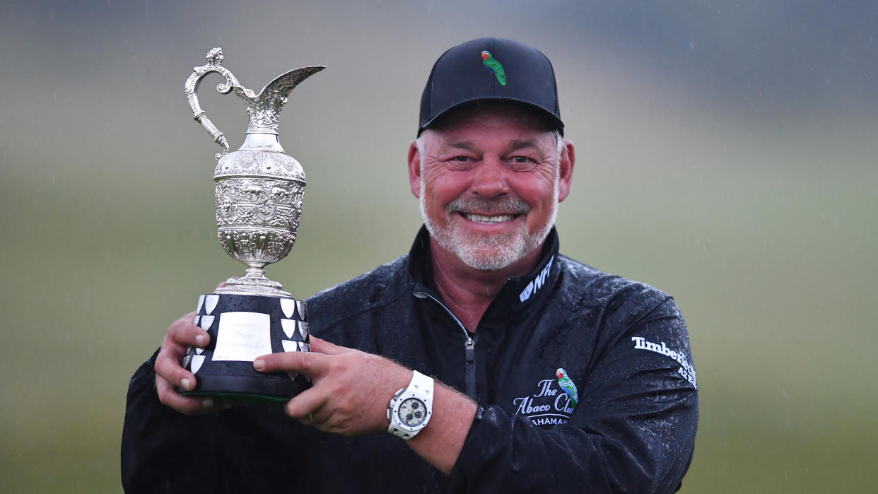  Darren Clarke with the trophy after winning the 2022 Senior Open 