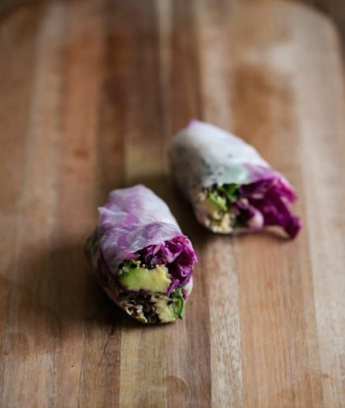 <strong>Get the <a href="http://naturallyella.com/2013/02/04/sesame-crusted-avocado-and-cabbage-spring-rolls/">Sesame Crusted Avocado & Cabbage Spring Rolls</a> recipe from Naturally Ella</strong>