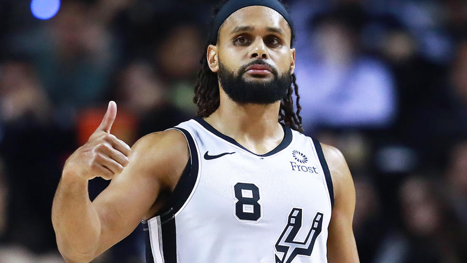 Australian NBA player Patty Mills is pictured playing for San Antonio Spurs.