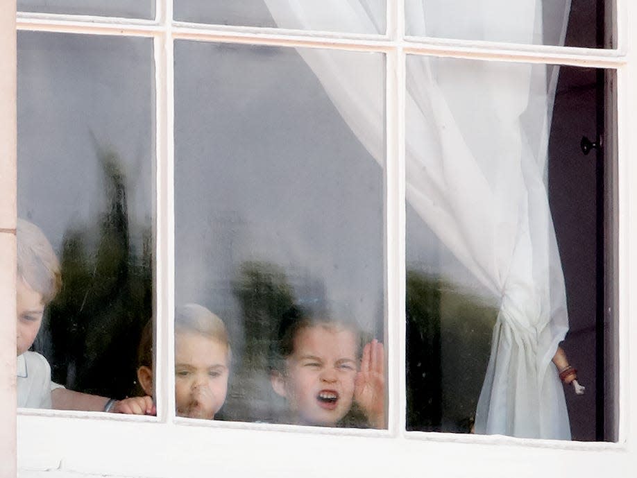 Prince George, Prince Louis, and Princess Charlotte at Trooping the Color 2019.