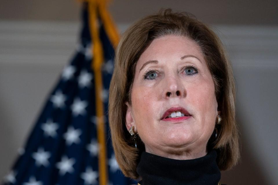 Attorney Sidney Powell speaks to the press about various lawsuits related to the 2020 election,  inside the Republican National Committee headquarters on November 19, 2020 in Washington, DC (Getty Images)