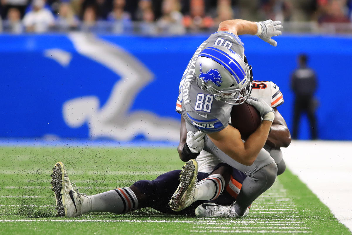 Detroit Lions T.J. Hockenson Broke Leg Tore Ankle Ligaments Last Year -  Sports Illustrated Detroit Lions News, Analysis and More