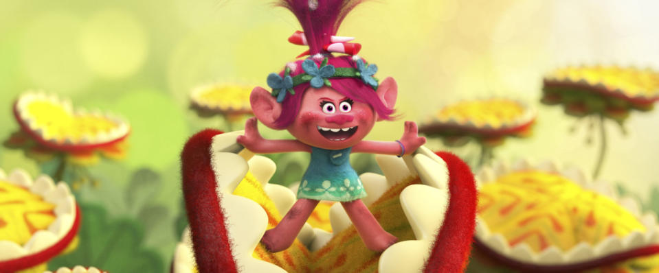 Na versão original, dublada em inglês, Anna Kendrick faz a protagonista, a princesa Poppy, a mais animada do reino dos Trolls. (Divulgação)