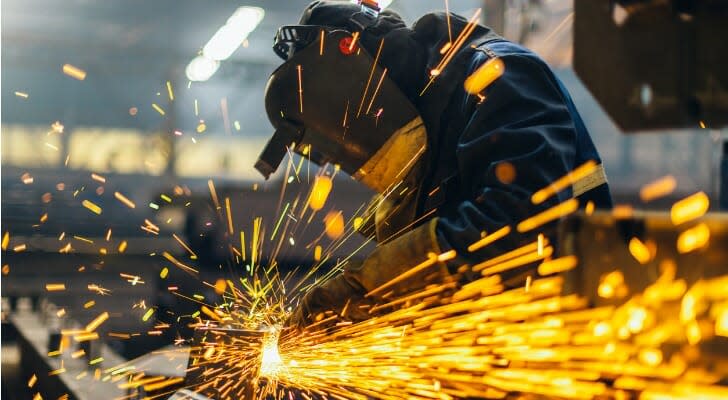 Grinder working in a factory