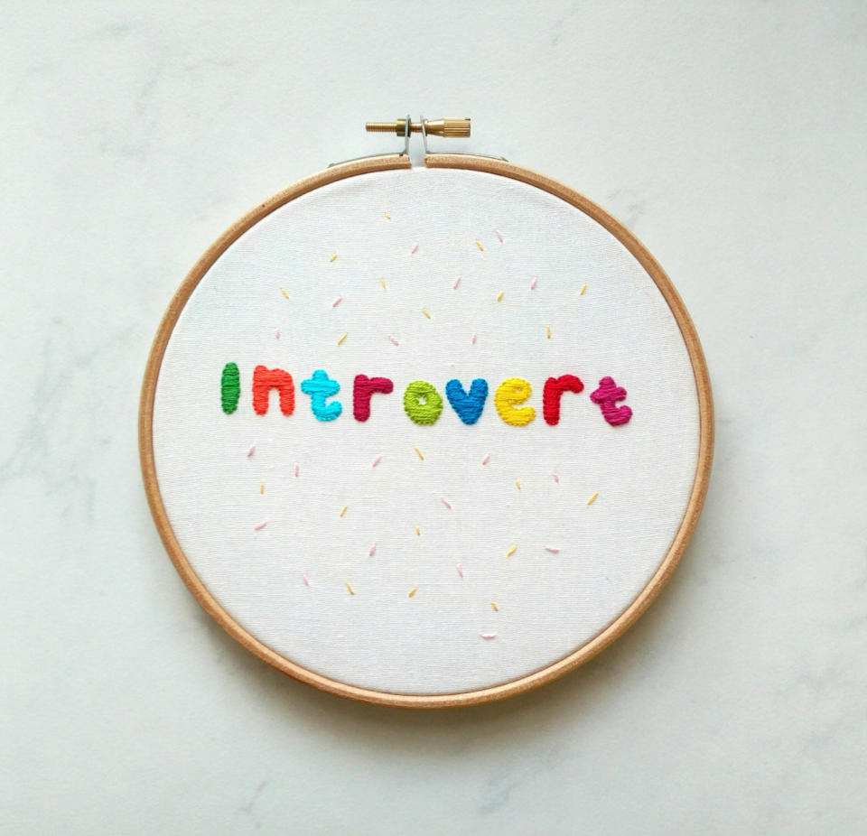 <a href="https://www.etsy.com/listing/293707775/introvert-funny-embroidery-quote-rainbow?ga_order=price_desc&amp;ga_search_type=all&amp;ga_view_type=gallery&amp;ga_search_query=introvert&amp;ref=sr_gallery_20" target="_blank">Introvert Funny Embroidery Quote Rainbow Hoop Art</a>, $19.29 on <a href="https://www.etsy.com/?ref=lgo" target="_blank">Etsy</a>